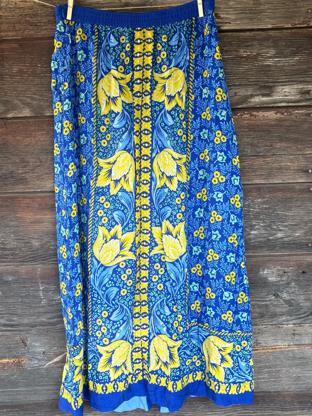 Maeve by Anthropologie Blue and Yellow Floral Button-Front Maxi Skirt - Picture 5 of 5